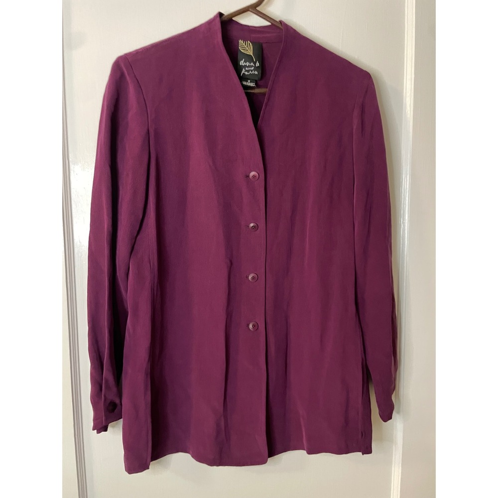 Dana b. and Karen Silk Button Down Blazer Jacket dark purple size 4